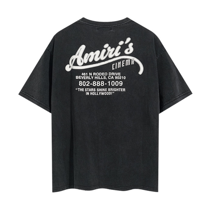 Cinema Address Cursive Slogan Double Side Print Washed Tee 29323005