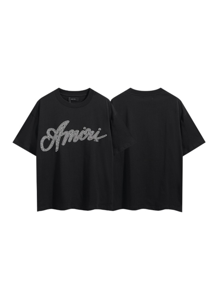Black White Grid Cursive Letter Print Tee 29324264