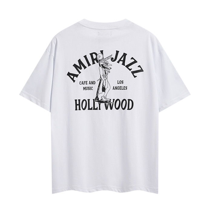 Saxophone Werewolf Curved Slogan Double Side Print Tee 2colors 29324271