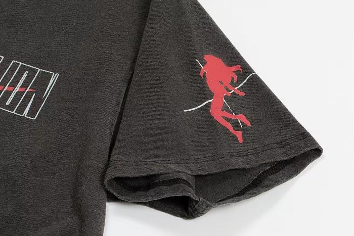 Asuka Broken Anime Back Temple SEHNSUCHT German Slogan Print Washed Drop Shoulder Tee 29324494