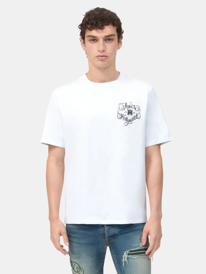 Hollywood Surrounded MA Cursive Letter Print Tee 2 colors 29324278