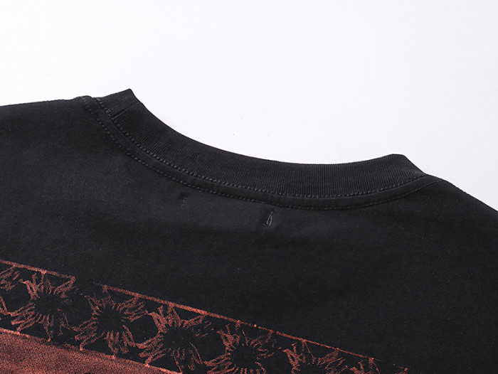Red Gradient Stripe Border Cursive Letter Double Side Print Tee 2 colors 29324265