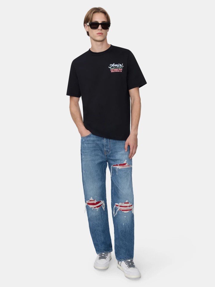 Sunset Boulevard Color Contrast Cursive Letter Print Tee 29324285