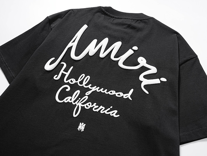 Hollywood Handwritten Cursive Double Side Print Tee 2 colors 29324263