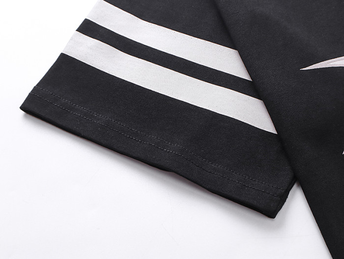 Double White Strip Cuff Baseball Style Letter Embroidery Tee 29324276