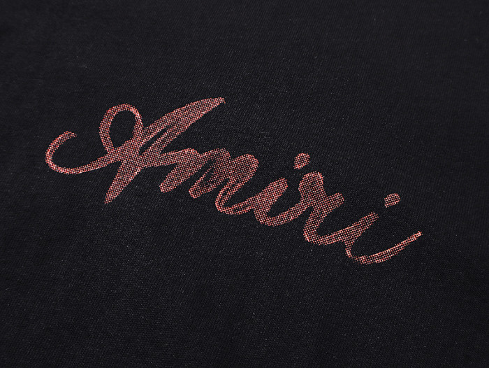 Red Gradient Stripe Border Cursive Letter Double Side Print Tee 2 colors 29324265
