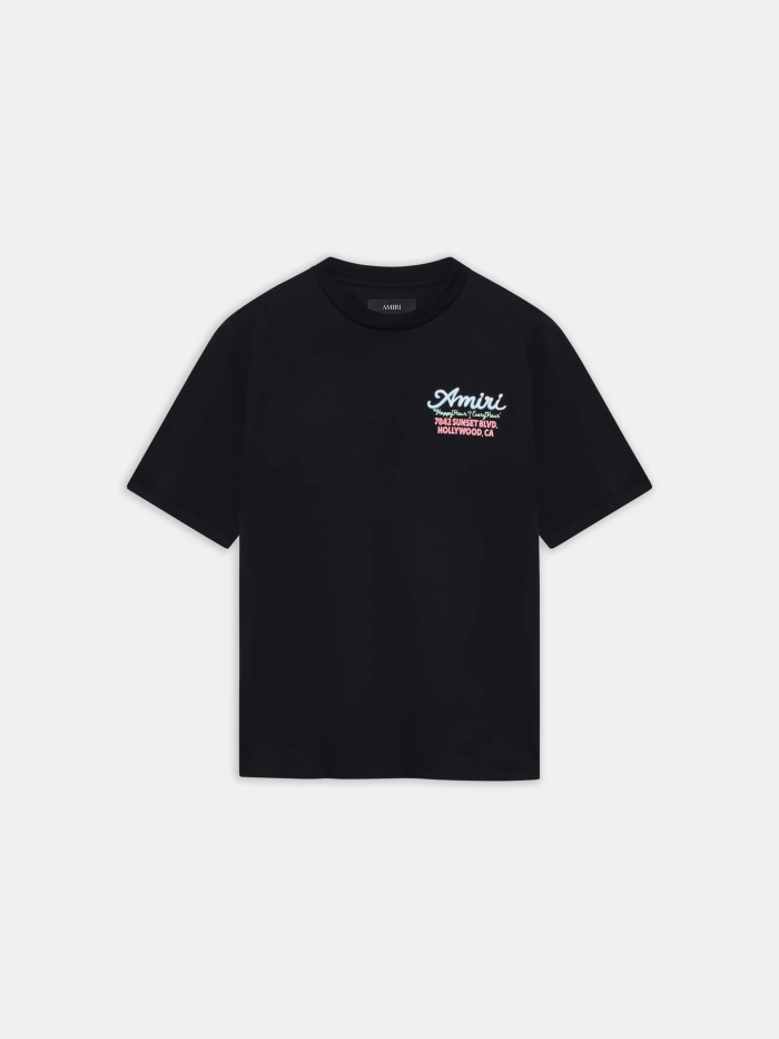 Sunset Boulevard Color Contrast Cursive Letter Print Tee 29324285