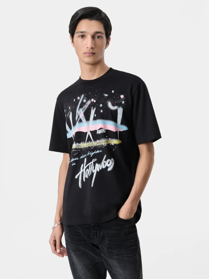 Color Splash Hollywood Star Graffiti Print Tee 29324261