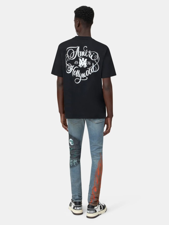 Hollywood Surrounded MA Cursive Letter Print Tee 2 colors 29324278