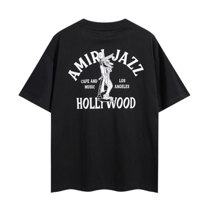 Saxophone Werewolf Curved Slogan Double Side Print Tee 2colors 29324271
