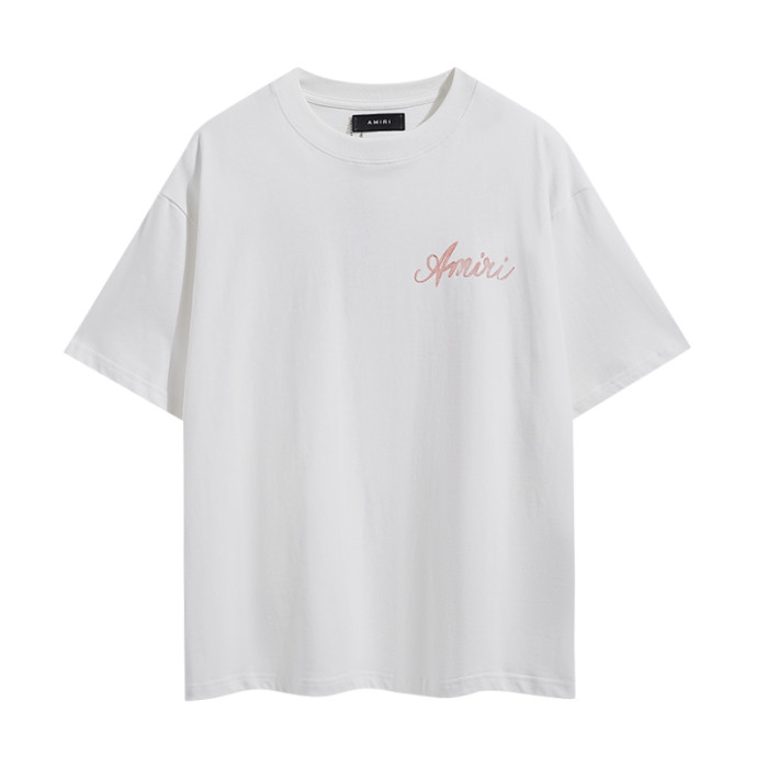 Red Gradient Stripe Border Cursive Letter Double Side Print Tee 2 colors 29324265