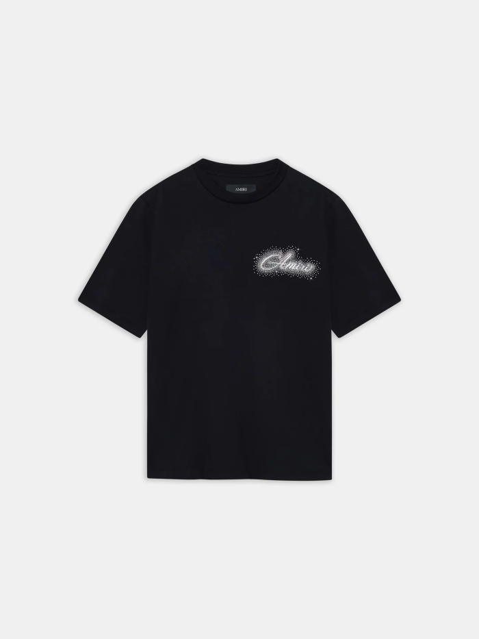 Cursive Signature Rhinestone Double Side Print Tee 29324283