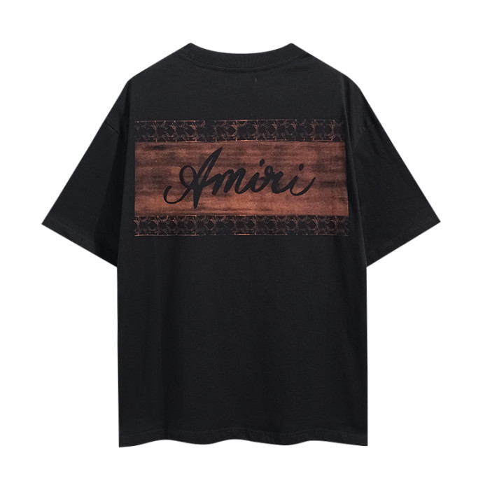 Red Gradient Stripe Border Cursive Letter Double Side Print Tee 2 colors 29324265