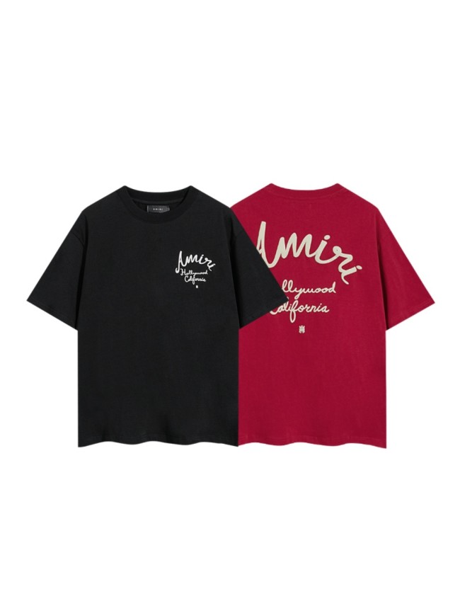 Hollywood Handwritten Cursive Double Side Print Tee 2 colors 29324263