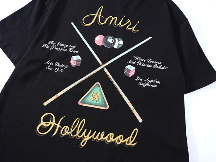 Billiard Cue Color Balls Oil Painting Style Double Side Print Tee 2 colors 29324273