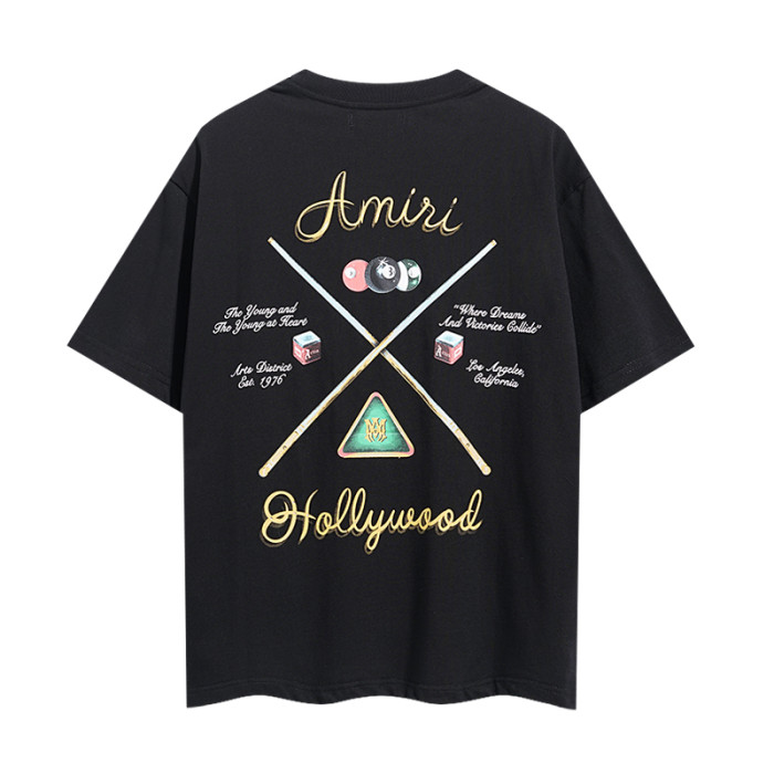 Billiard Cue Color Balls Oil Painting Style Double Side Print Tee 2 colors 29324273