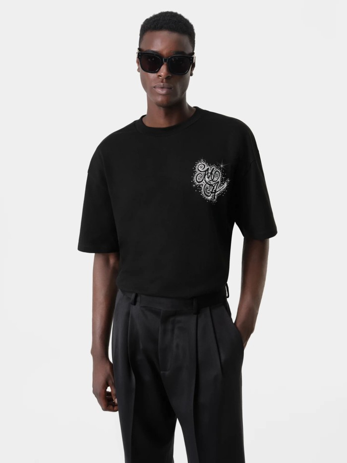 Glitter Cursive MA Badge Double Side Print Tee 2 colors 29324275
