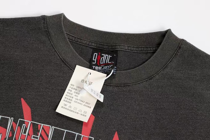Asuka Broken Anime Back Temple SEHNSUCHT German Slogan Print Washed Drop Shoulder Tee 29324494