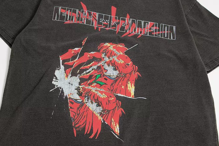 Asuka Broken Anime Back Temple SEHNSUCHT German Slogan Print Washed Drop Shoulder Tee 29324494