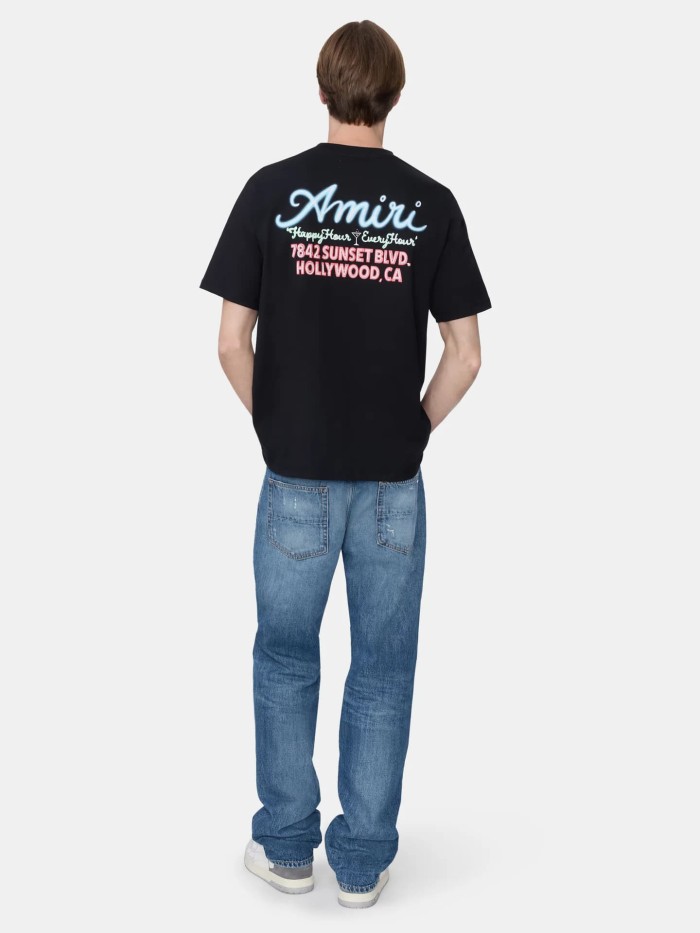 Sunset Boulevard Color Contrast Cursive Letter Print Tee 29324285