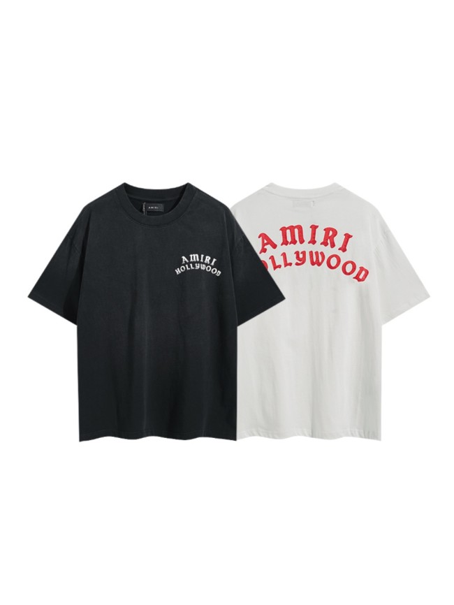 Hollywood Curved Vintage Slogan Print Washed Tee 2 colors 29330534