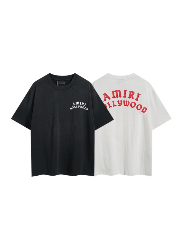 Hollywood Curved Vintage Slogan Print Washed Tee 2 colors 29330534