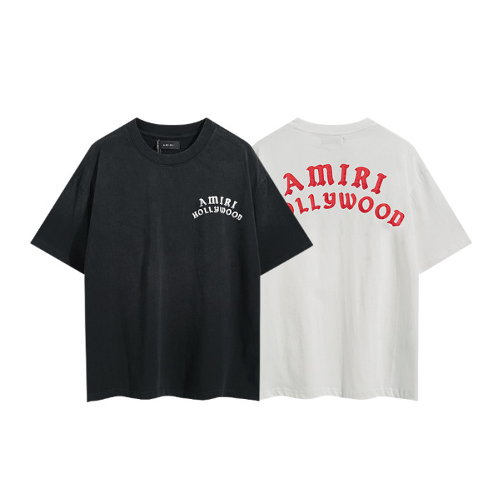 Hollywood Curved Vintage Slogan Print Washed Tee 2 colors 29330534