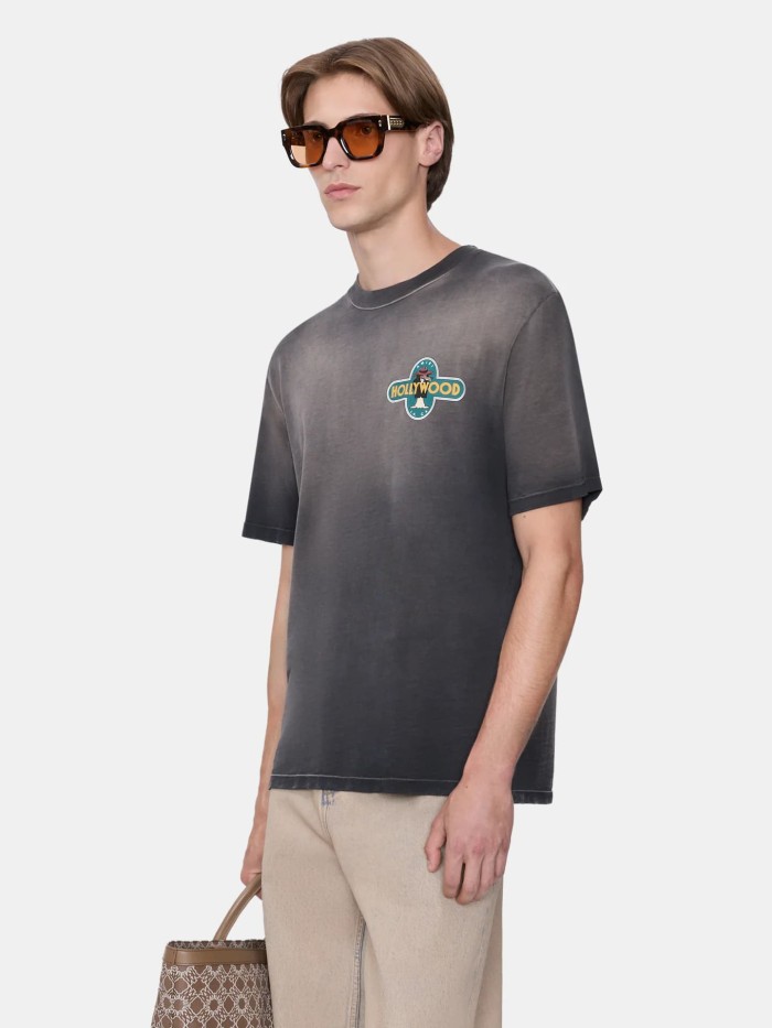 Western Wild Wolf Hollywood Badge Print Washed Tee 29330546