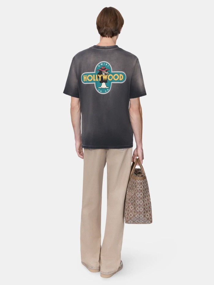 Western Wild Wolf Hollywood Badge Print Washed Tee 29330546