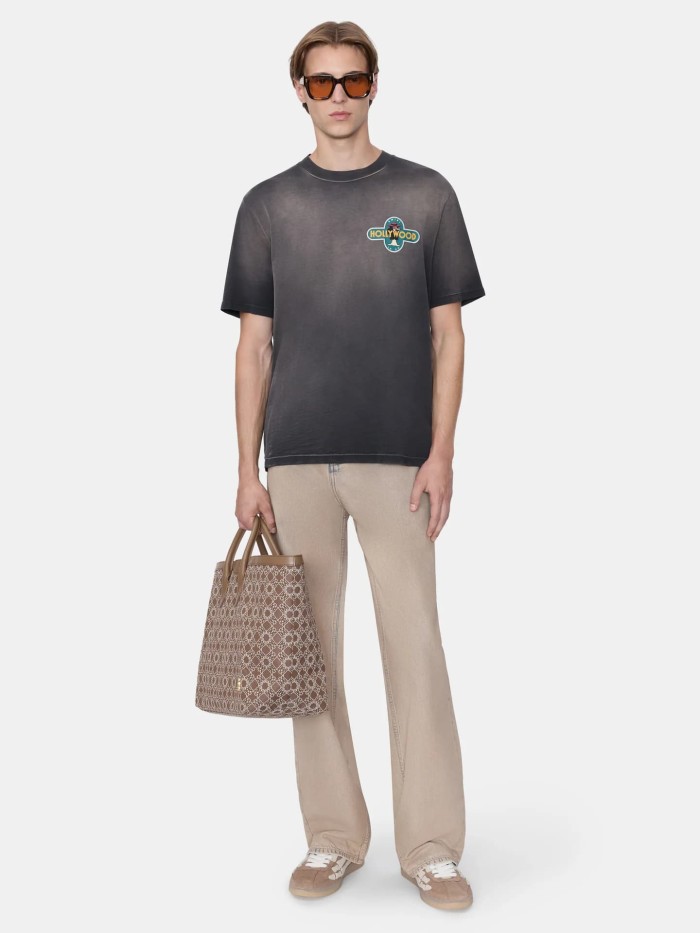 Western Wild Wolf Hollywood Badge Print Washed Tee 29330546