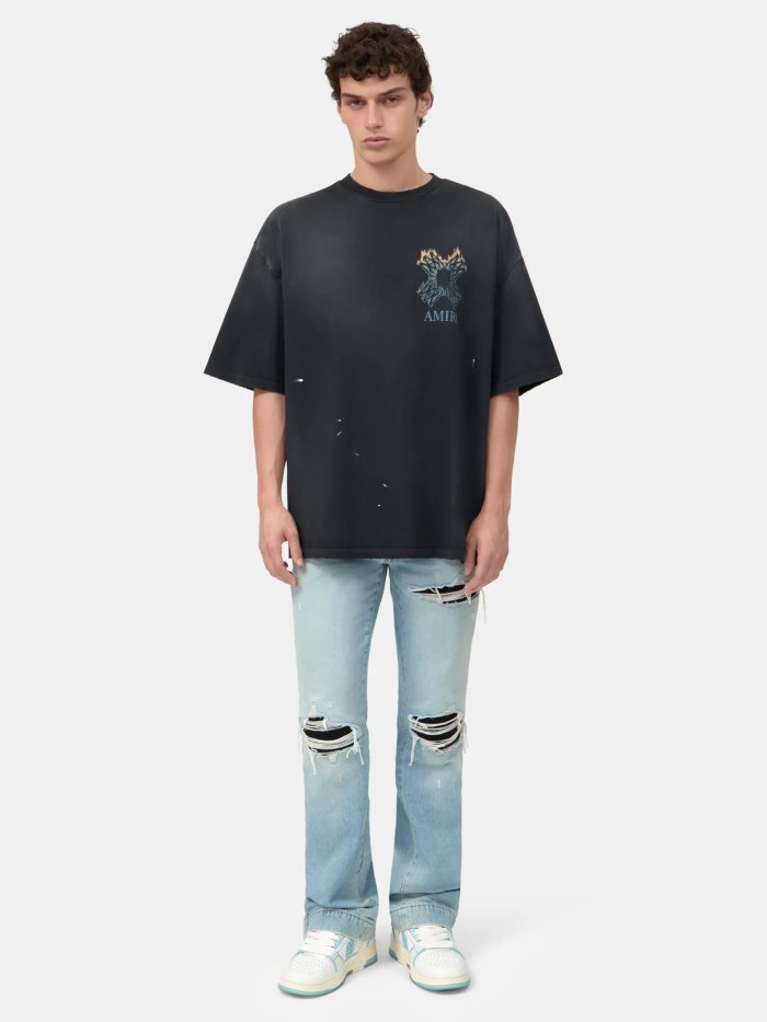 Burning Flame Cross MA Print Washed Tee 29330544
