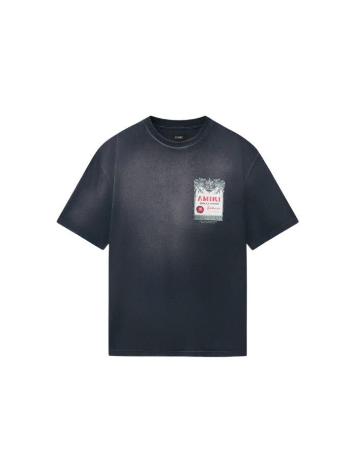 Vintage Wine Label Carved Frame Print Washed Tee 29330535