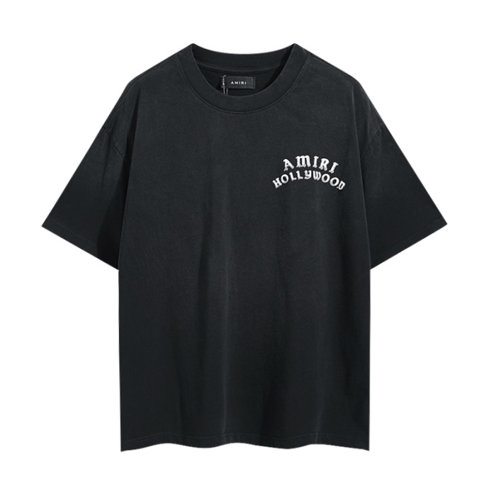 Hollywood Curved Vintage Slogan Print Washed Tee 2 colors 29330534