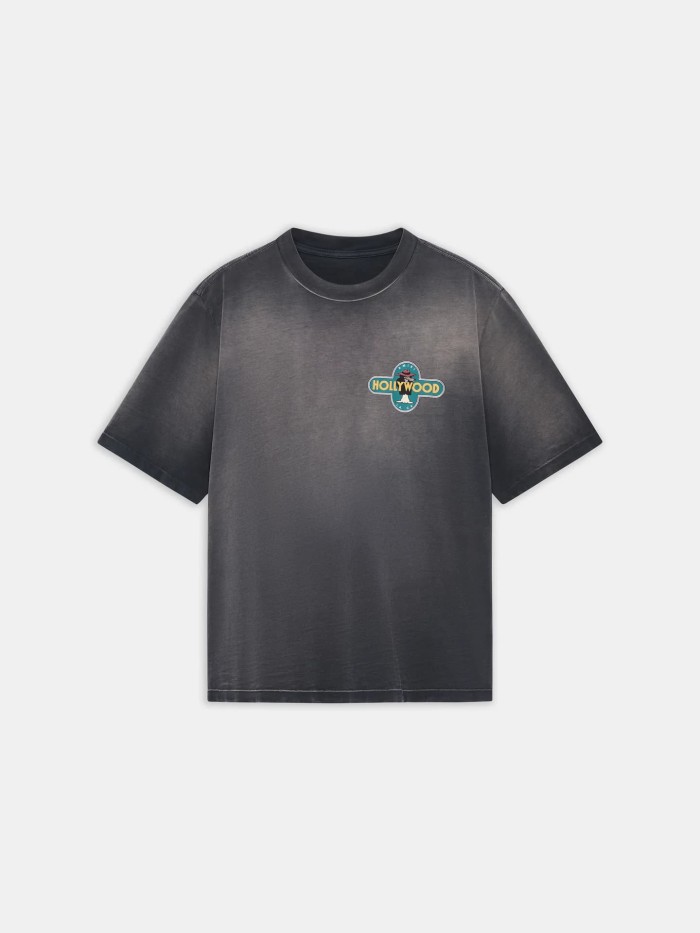 Western Wild Wolf Hollywood Badge Print Washed Tee 29330546