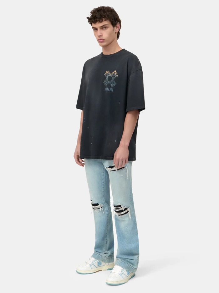 Burning Flame Cross MA Print Washed Tee 29330544