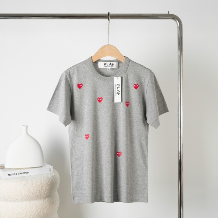 1:1 quality version Six Scattered All Over Red Heart Embroidery Crew Neck Solid Basic Couple Daily Casual Tee 3 colors 29331780