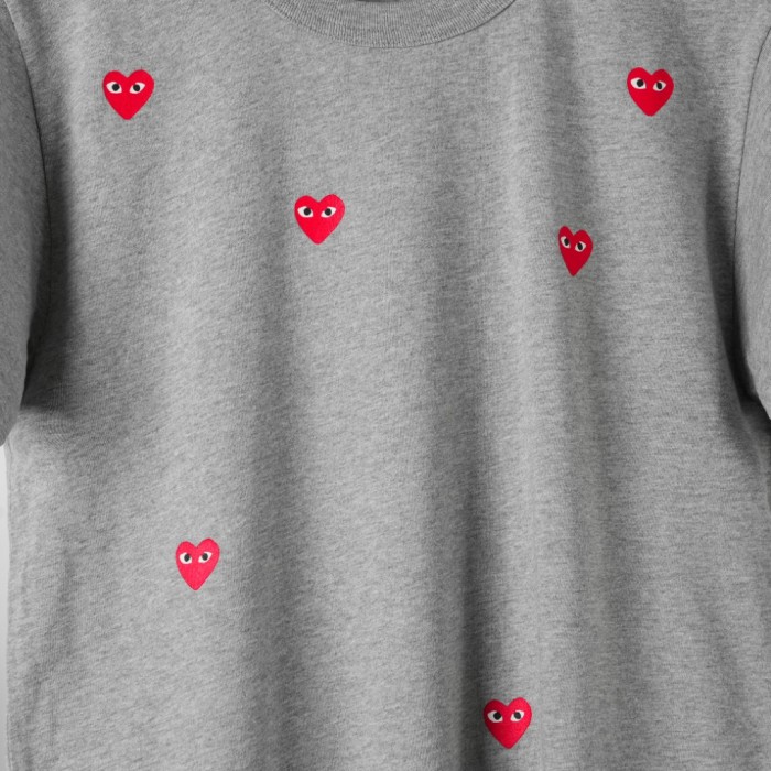 1:1 quality version Six Scattered All Over Red Heart Embroidery Crew Neck Solid Basic Couple Daily Casual Tee 3 colors 29331780