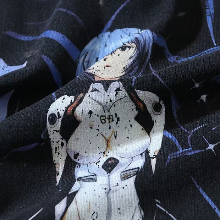 EVA Neon Genesis Evangelion Multi Look Ayanami Rei Gradient Gothic Font Anime Vintage Fade Print Tee 29331521