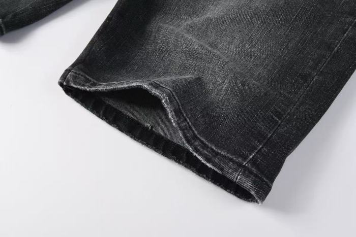 1:1 quality version RN Letter Embroidery Back Pocket Single A Distressed Whiskering Five Pocket High Waist Straight Denim Shorts 29331659