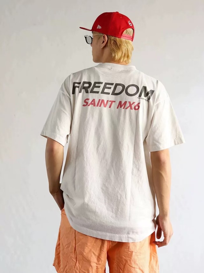 Front Akira Motorcycle Character Hand Drawn Illustration Back Freedom Contrast Color Letter Double Side Print Tee 29331556