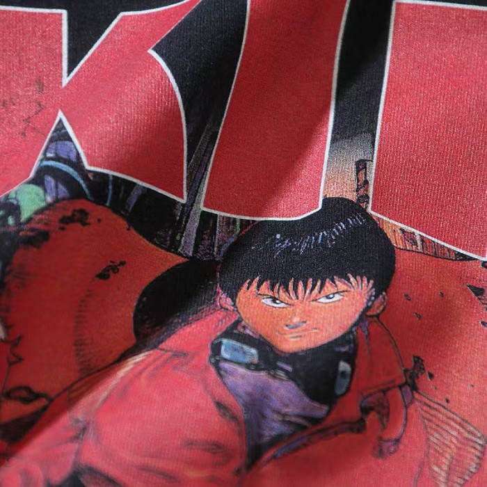 Akira Multi Character Motorcycle Collage Big Title Japanese Text Retro Anime Distressed Print Tee 29331531