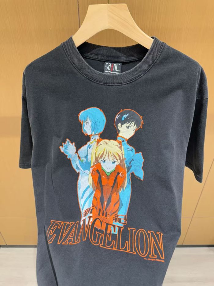 EVA Neon Genesis Evangelion Shinji Rei Asuka Trio Character Anime Japanese English Retro Print Tee 29331526
