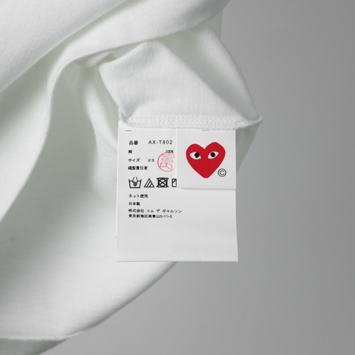 1:1 quality version Contrast Outline Heart Embroidery Solid Crew Neck Basic Tee 2 colors 29331758