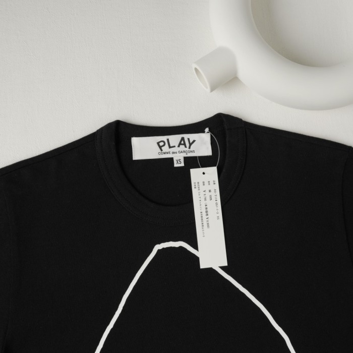 1:1 quality version Chest White Outline Spade Heart Eyed Print Bottom Full Play Letter Logo Tee 29331857