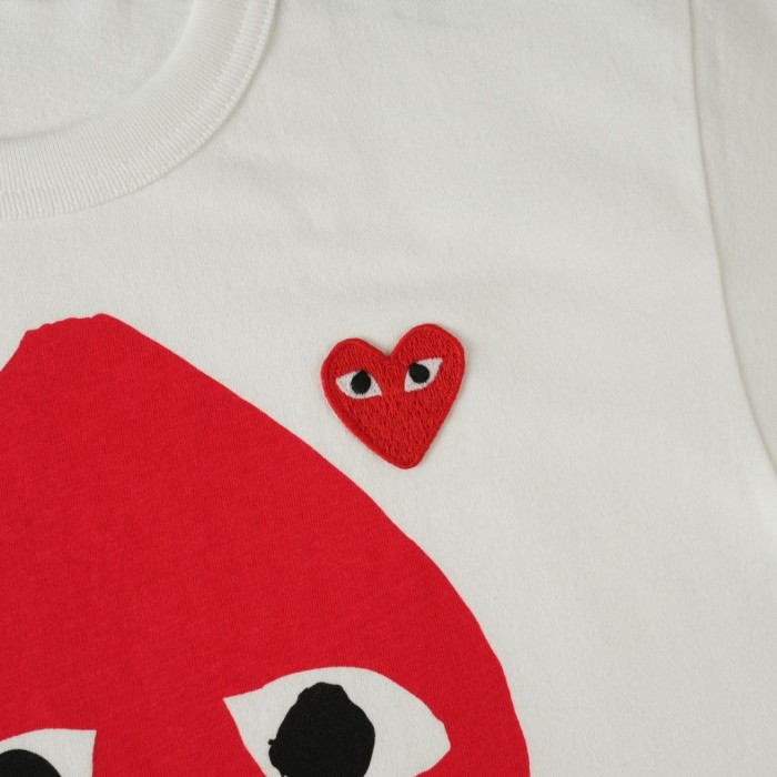 1:1 quality version Big Red Heart Navy Polka Dot Heart Mini Red Eyed Heart Combined Print Couple Tee 29331789