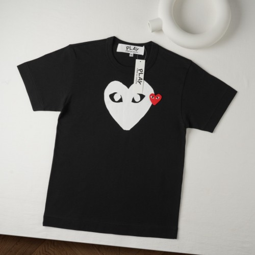 1:1 quality version Chest Oversize White Eyed Solid Heart Print Side Mini Red Heart Embroidery Tee 29331849