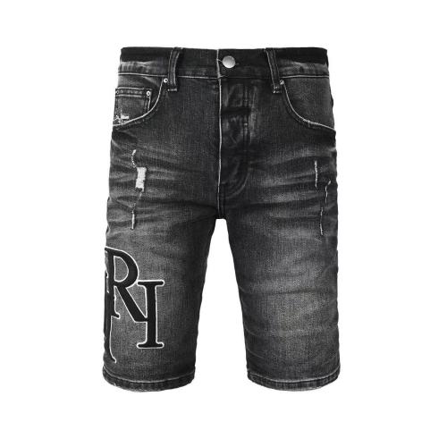 1:1 quality version RN Letter Embroidery Back Pocket Single A Distressed Whiskering Five Pocket High Waist Straight Denim Shorts 29331659