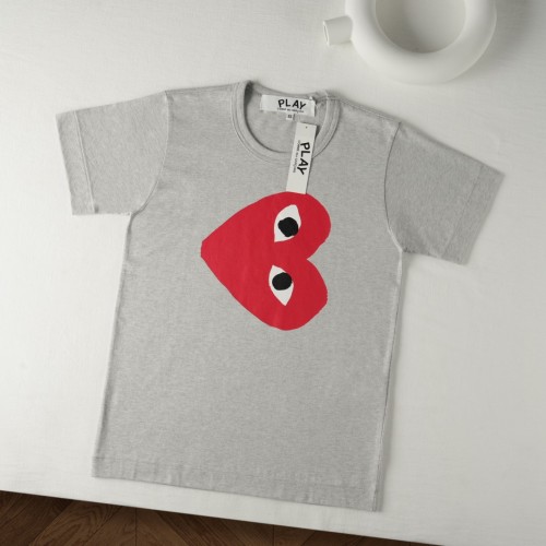 1:1 quality version Chest Large Solid Red Heart Two Eyes Face Print Couple Tee 29331786