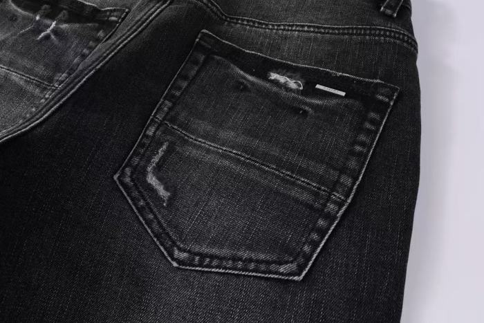 1:1 quality version RN Letter Embroidery Back Pocket Single A Distressed Whiskering Five Pocket High Waist Straight Denim Shorts 29331659
