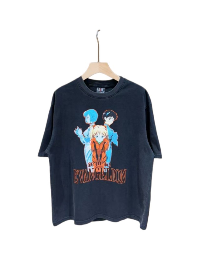 EVA Neon Genesis Evangelion Shinji Rei Asuka Trio Character Anime Japanese English Retro Print Tee 29331526